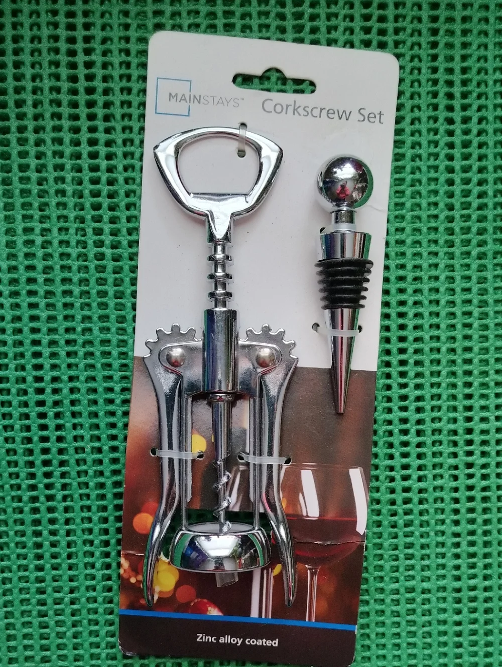 Mainstays Silver Wing Corkscrew and Bottle Stopper Set